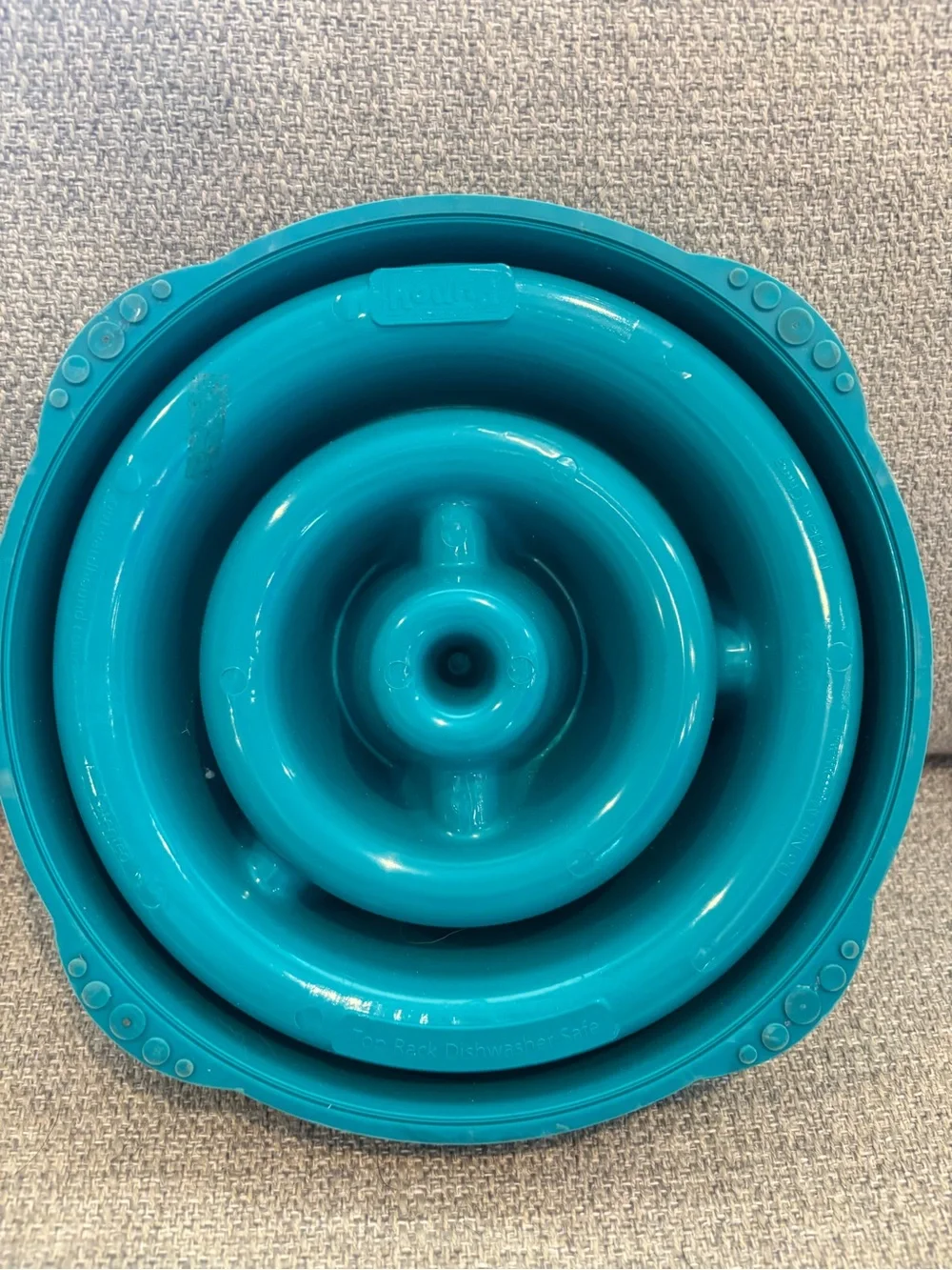 Slow Feeder Pet Bowl in Teal Blue - Durable Non-Slip Design, 8”